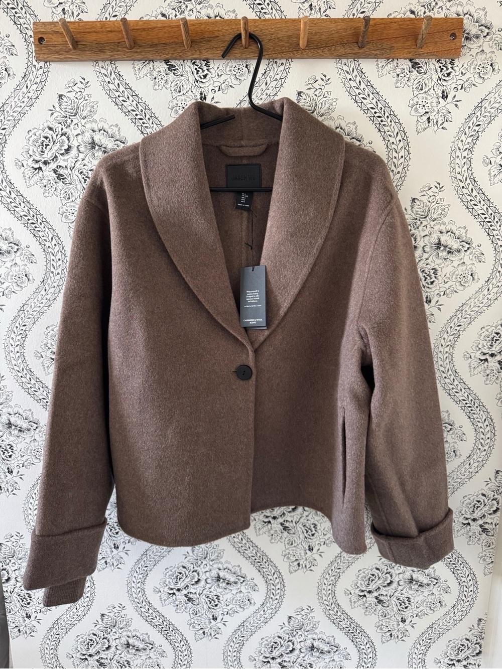 Jason Wu Wool-Blend Taupe Cropped Jacket -Women’s Large